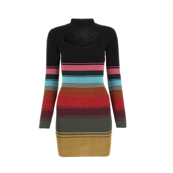 NWOT💕STAUD Clara Stripe Cutout Ribbed Long Sleeve Sweater Dress Size XS - Picture 3 of 14